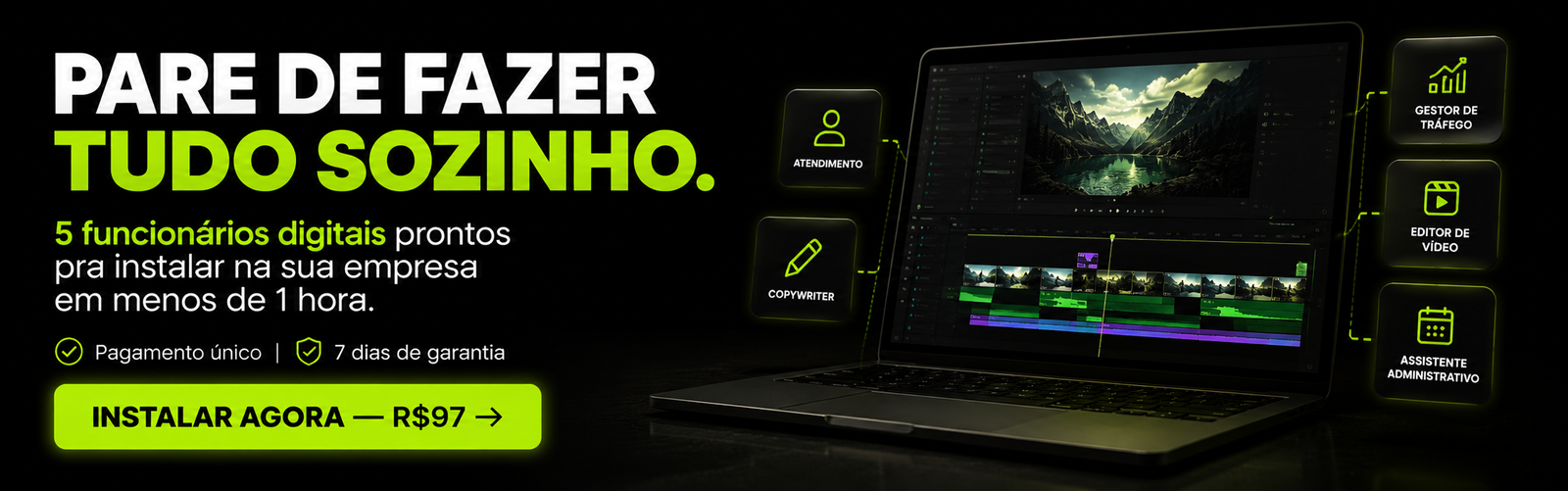 Funcionário Digital — Pare de fazer tudo sozinho · Instalar agora por R$97